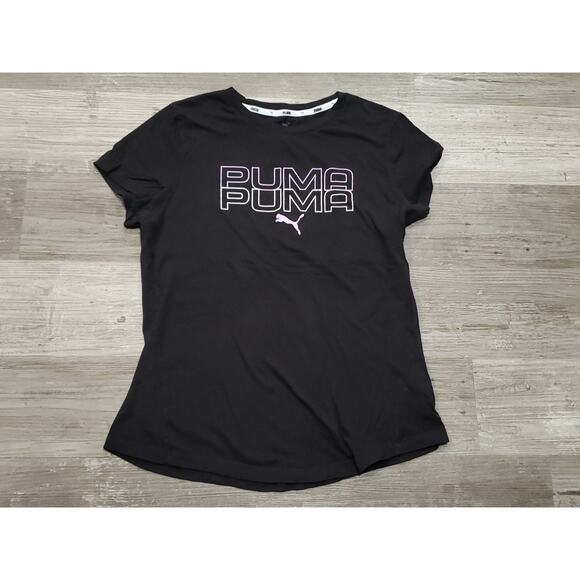 Puma Black Short Sleeve Crew Neck T Shirt Comfort Active Top Puma Logo - Picture 7 of 7